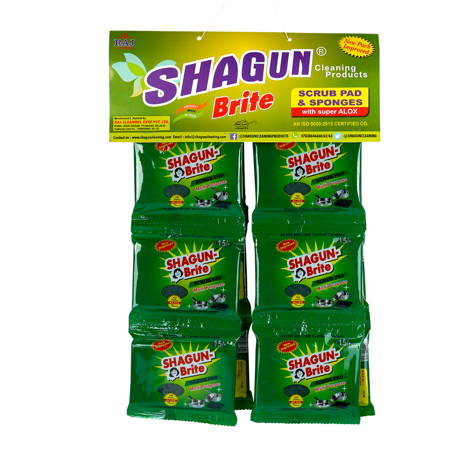 Shagun Brite Multi-Purpose Scrub Pad with Super ALOX – Heavy Duty Kitchen Cleaning (Pack of 6, ₹15 Each)