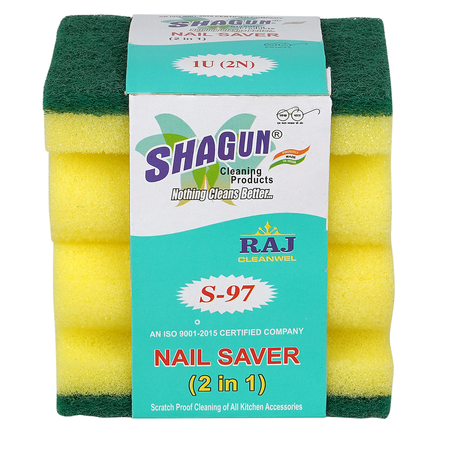 Shagun Nail Saver Scrub Sponge (2 in 1) – Heavy Duty Multi-Purpose Cleaning Pad (1 Pc)