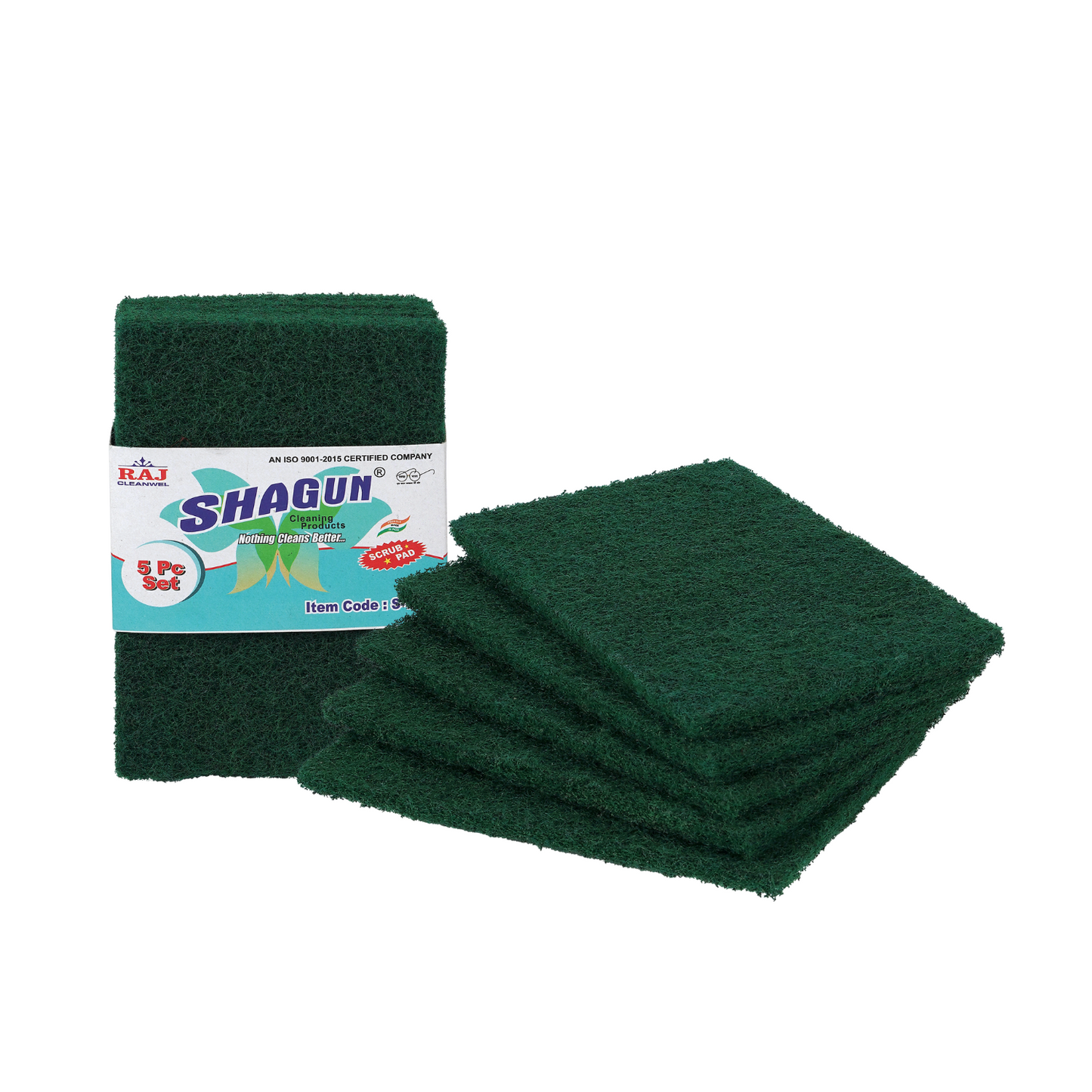 Shagun Cleaning Scrub Pads - 5 Piece Set for Kitchen, Pans, Pots & Household Cleaning (S-119)