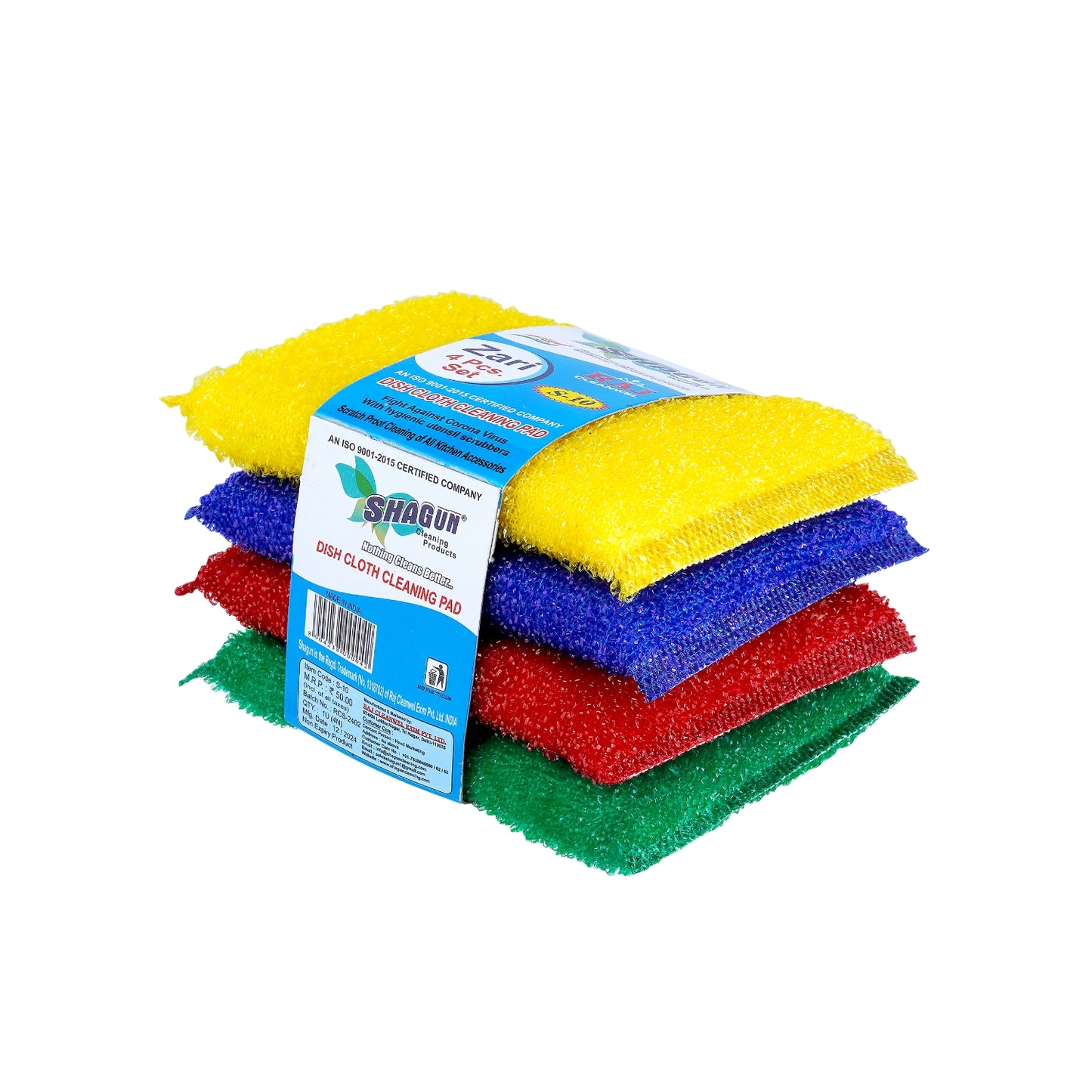 Shagun Dish Cloth Cleaning Pad – Zari 4 Pcs Set (S-10) | Multi-Color Scrubber for Kitchen & Utensils