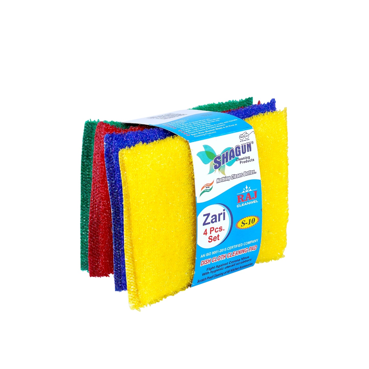 Shagun Dish Cloth Cleaning Pad – Zari 4 Pcs Set (S-10) | Multi-Color Scrubber for Kitchen & Utensils