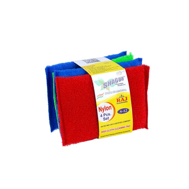 Shagun Nylon Dish Cloth Cleaning Pad – 4 Pc Multi-Color Kitchen Scrubber Set for Utensils, Non-Stick Cookware & Dishwashing