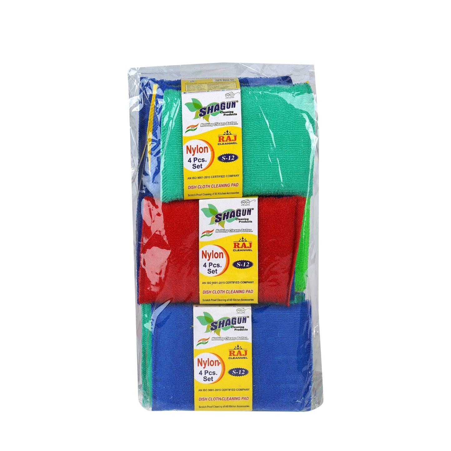 Shagun Nylon Dish Cloth Cleaning Pad ā 4 Pc Multi-Color Kitchen Scrubber Set for Utensils, Non-Stick Cookware & Dishwashing