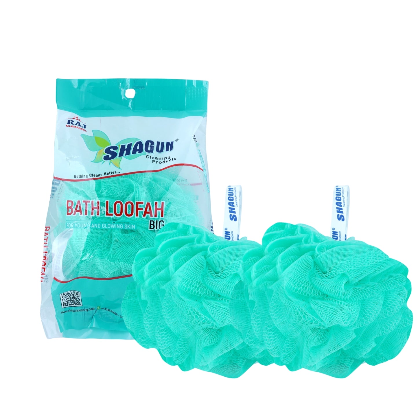 SHAGUN Exfoliating Bath Loofah Pack of 2–Soft Mesh Body Scrubber for Gentle Cleansing & Deep Exfoliation