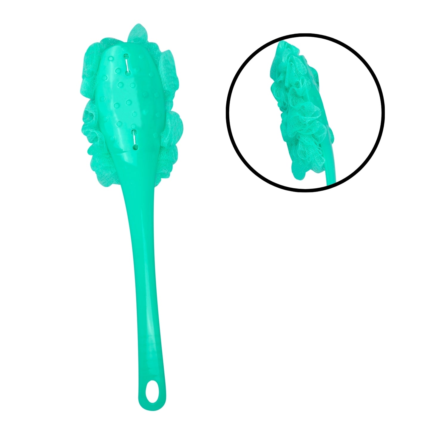 SHAGUN Premium Bath Loofah Set of 3 with Long Handle Soft Mesh Sponge Braided Shower Scrubber and Exfoliating Pouf for Deep Cleansing and Gentle Skin Care