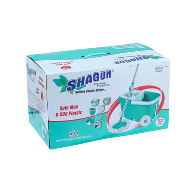 SHAGUN 360° Spin Plastic Mop with Stainless Steel Best for House Cleaning (Blue)