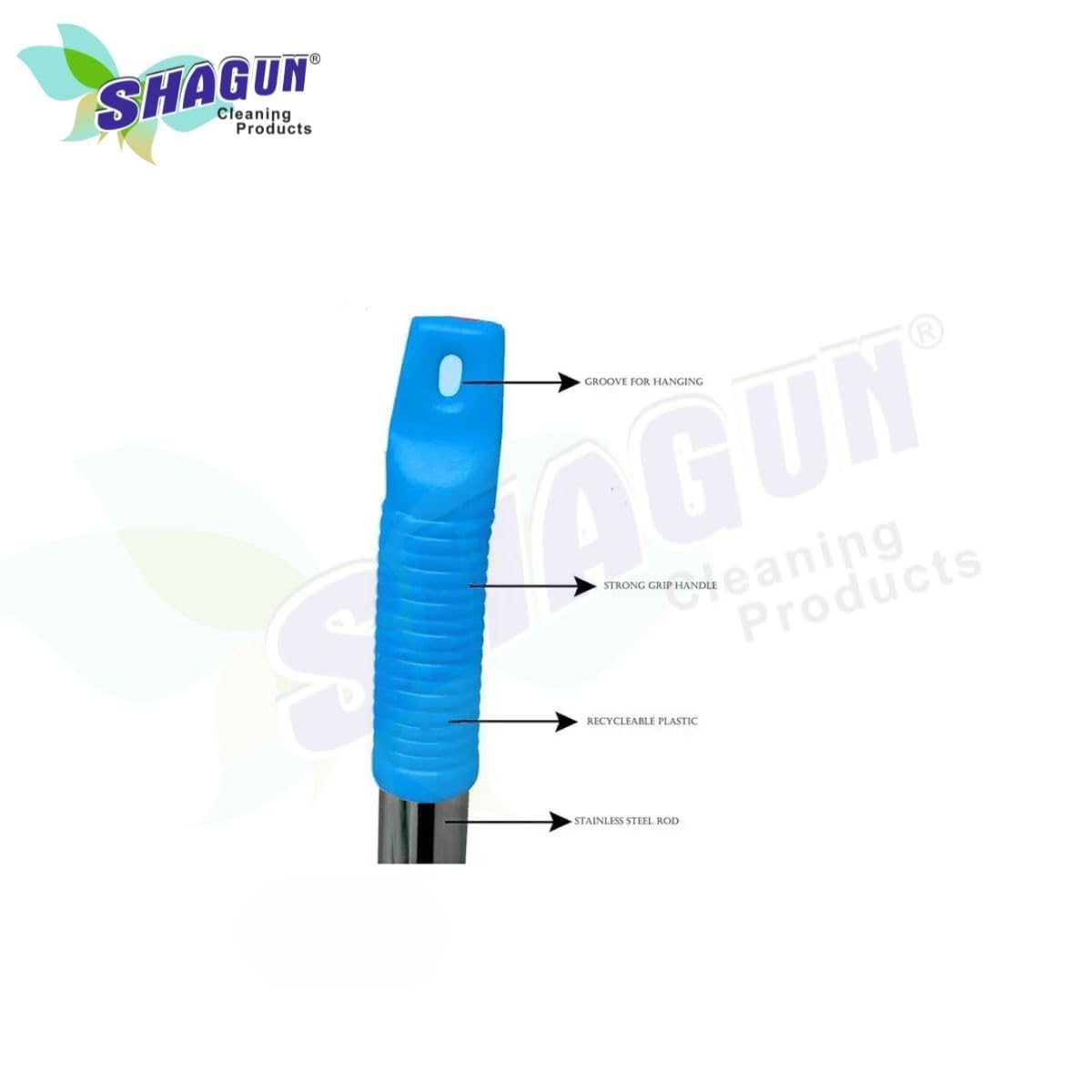 SHAGUN Extra-Long Grass Broom with Steel Handle – Durable Natural Bristles for Efficient Sweeping