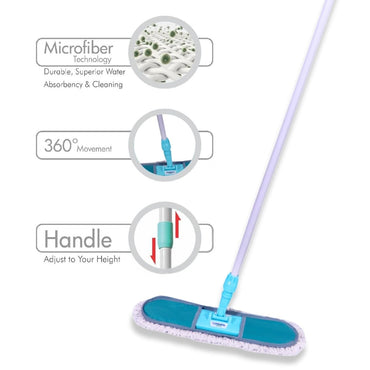 SHAGUN Microfiber Dust Mop – 360° Rotating Floor Cleaning Mop with Extendable Handle for Home, Office & Commercial Use