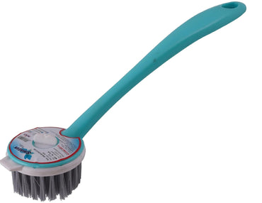 SHAGUN Scrub Brush with Handle | Stiff Bristles, Detergent Dispenser, Multipurpose Cleaning
