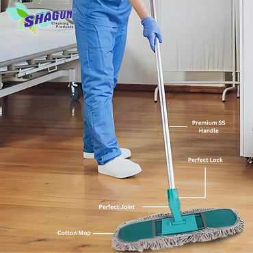SHAGUN Heavy-Duty Dust Mop – 360° Rotating Flat Mop with Microfiber Pad for Floor Cleaning, Hardwood, Tile & Marble Surface Sweeping (24 Inch)