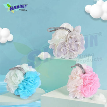 SHAGUN Bath Loofah Big, Premium Mesh Body Scrubber, Deep Cleansing Exfoliating Sponge, Blue Pack Of 2