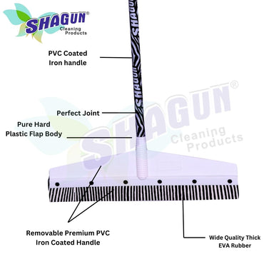 SHAGUN Zebra Print Pattern Long Handle Cleaning Wiper with Wide Head, Black and White, Premium PVC Coated Handle Wiper Or Bathroom, Tiles, Glass & Wet Surface Cleaning