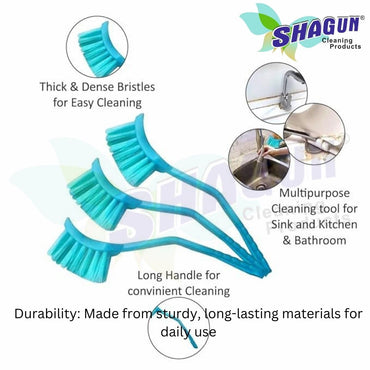 SHAGUN Heavy-Duty Scrub Brush with Long Handle | Stiff Bristles, Multipurpose Cleaning