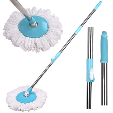 SHAGUN 360° Spin Mop Stick with Lock System | Microfiber Refill | Adjustable Stainless Steel Rod | Easy Floor Cleaning Mop Stick