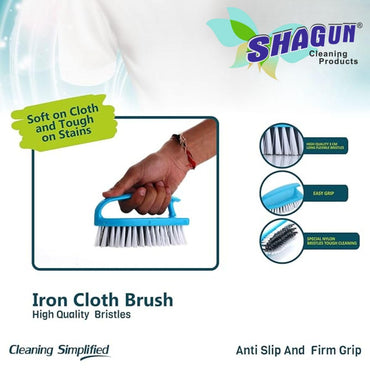 SHAGUN Premium Scrub Brush with Handle | Stiff Bristles for Tough Stains | Multipurpose Cleaning Brush for Clothes, Bathroom & Kitchen