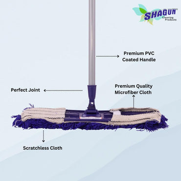 SHAGUN 360° Rotating Heavy-Duty Cotton Dry Mop Industrial Floor Cleaning with Sturdy Handle & Reusable Mop Pad