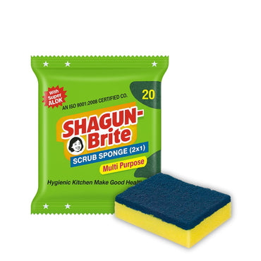 Shagun-Brite Scrub Sponge (2x1) | Multipurpose Kitchen Scrubber | Pack of 12 | 3x4 inch | Nylon, Polyester & Alox Material