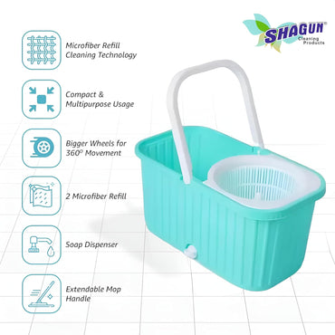 SHAGUN 360° Plastic Spin Mop Home & Kitchen Cleaning (Blue)