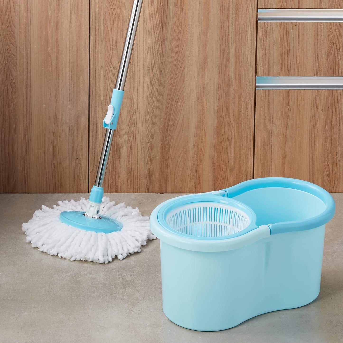 SHAGUN 360° Spin Mop 7L Plastic Basket & Handle Best for House Cleaning, Office Cleaning (Blue)