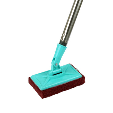 SHAGUN 36 Inch Floor Scrubber Mop Heavy Duty Long Handle with 3x4 Nylon Scrubber & Rust-Proof PVC-Coated Handle for Tiles, Marble, and Bathroom Cleaning