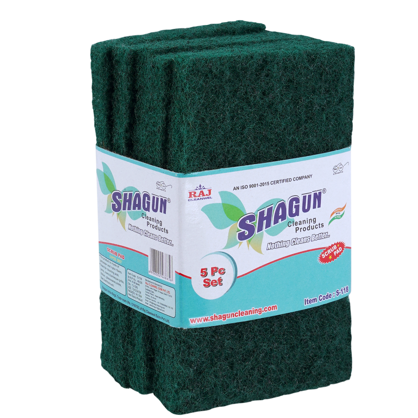Shagun Cleaning Scrub Pads - 5 Piece Set for Kitchen, Pots, Pans & Household Cleaning
