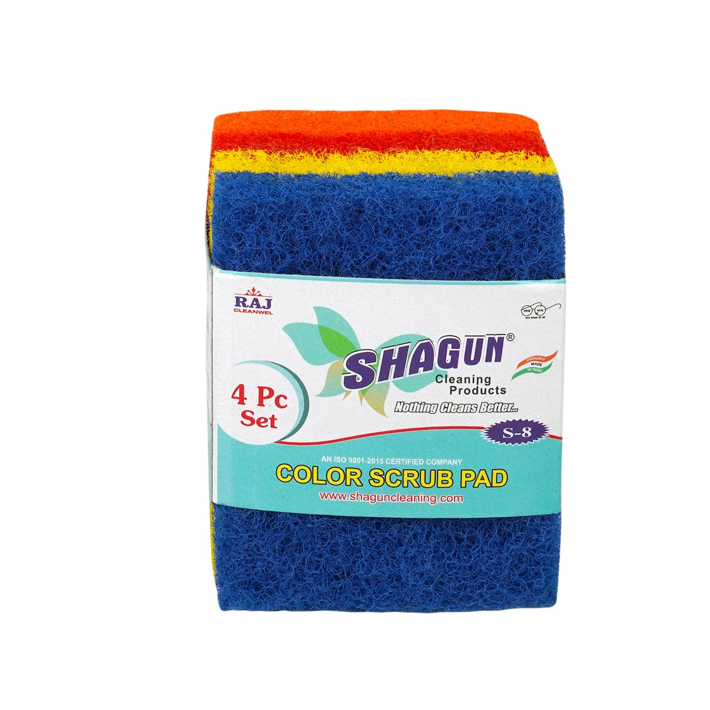 Shagun Color Scrub Pads - 4 Piece Set for Kitchen, Pots, Pans & Household Cleaning (S-8)
