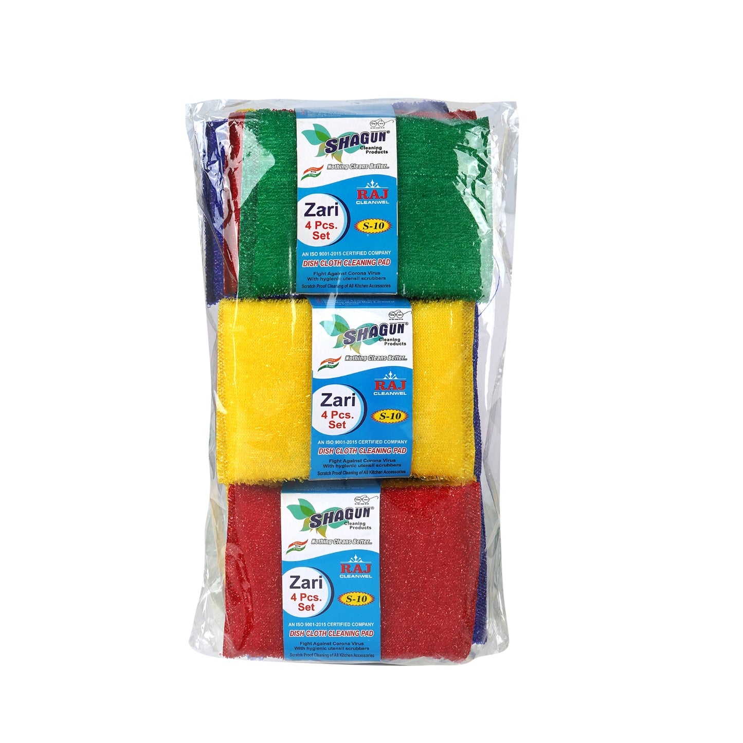 Shagun Dish Cloth Cleaning Pad – Zari 4 Pcs Set (S-10) | Multi-Color Scrubber for Kitchen & Utensils
