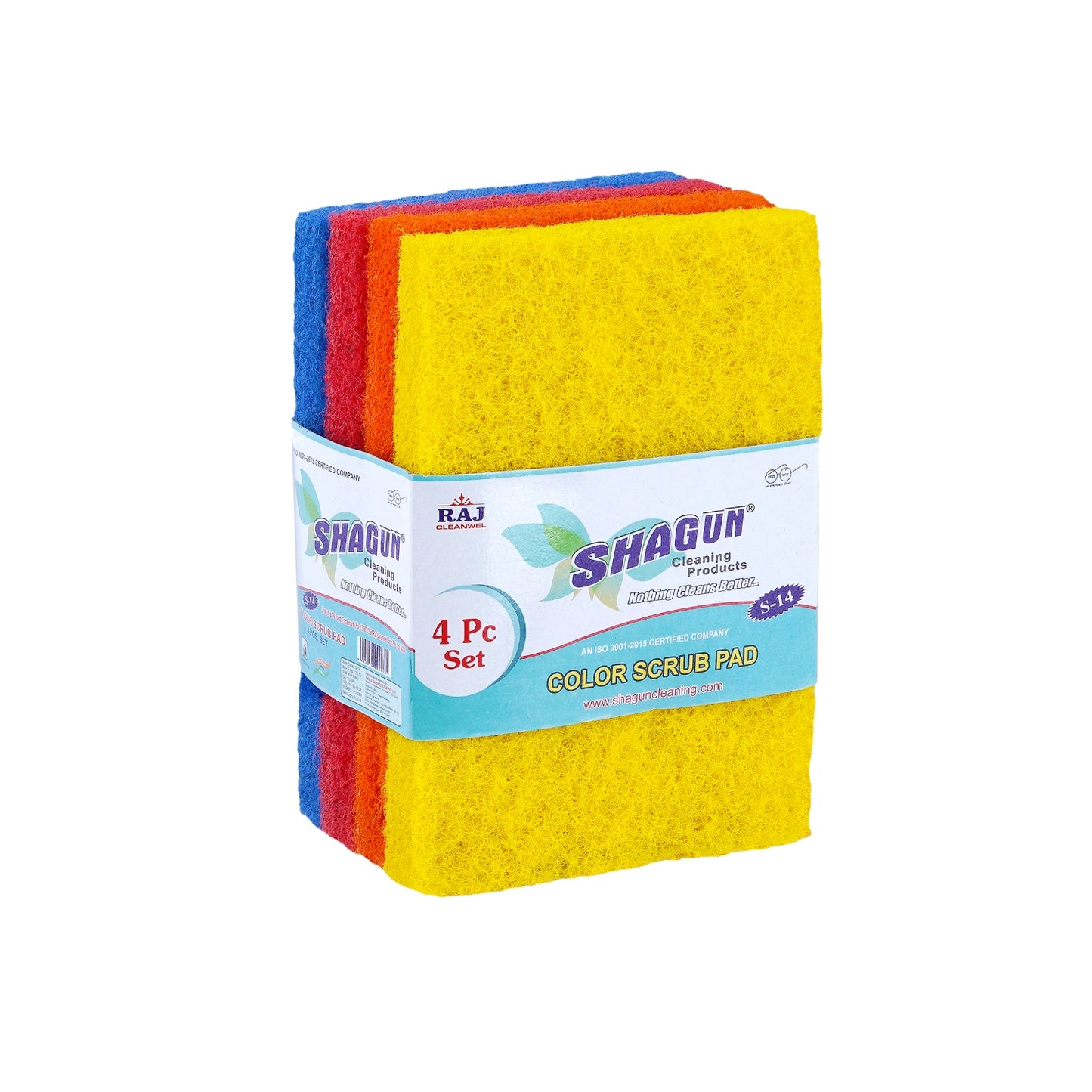 Shagun Color Scrub Pads - 4 Piece Set for Kitchen, Pots, Pans & Household Cleaning (S-14)