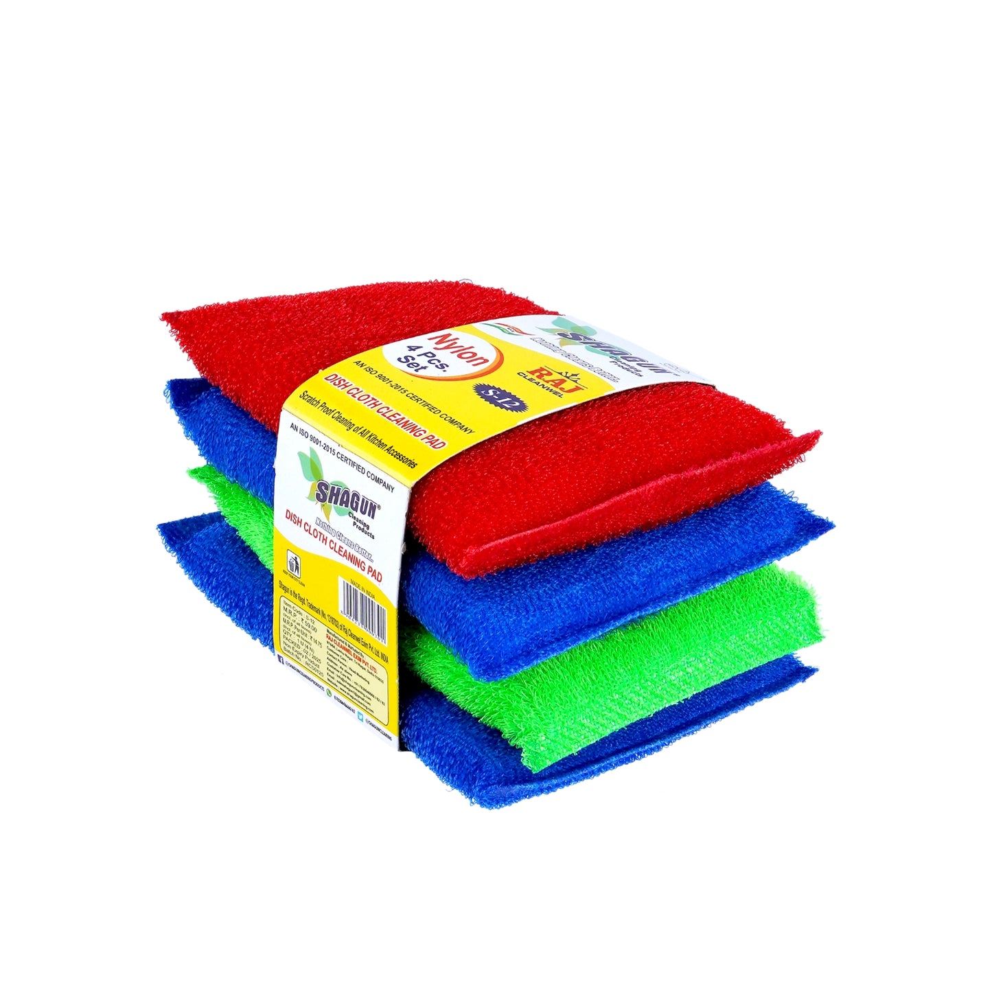 Shagun Nylon Dish Cloth Cleaning Pad – 4 Pc Multi-Color Kitchen Scrubber Set for Utensils, Non-Stick Cookware & Dishwashing