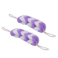 SHAGUN Bath Loofah Pack of 2, Braided Shower Scrubber, Turquoise and White, Exfoliating Body Sponge