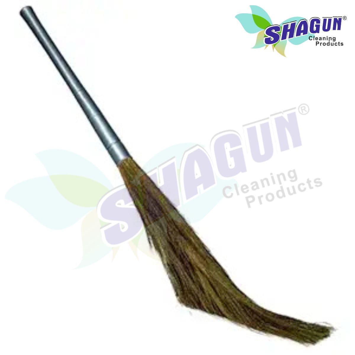 SHAGUN Heavy-Duty Grass Broom with Sturdy Handle – Long-Lasting Natural Bristles for Efficient Cleaning