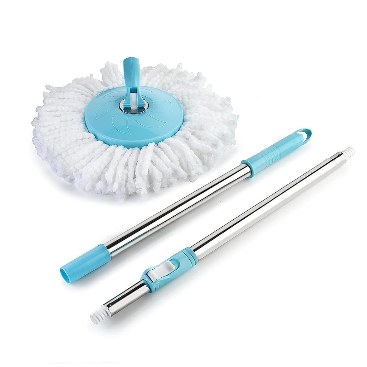 SHAGUN 360° Spin Mop Stick with Lock System, Stainless Steel Handle, Microfiber Refill, Adjustable Rod for Home & Office Cleaning