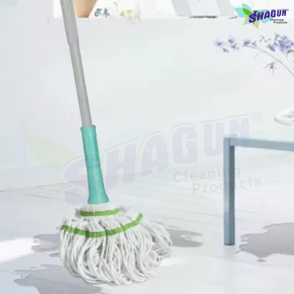 SHAGUN Twist Microfiber Mop with Adjustable Steel Rod – Heavy-Duty Self-Wringing Floor Cleaning Mop