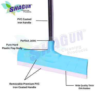 SHAGUN Heavy-Duty Floor Wiper with Premium PVC Coated | EVA Rubber Blade for Streak-Free Cleaning | Multipurpose Squeegee for Tiles, Marble & Wet Surfaces