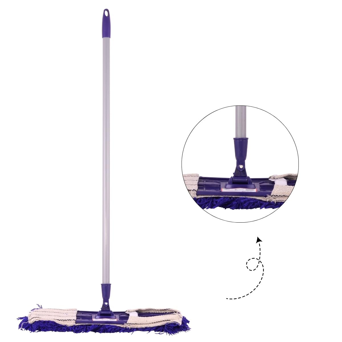 SHAGUN 360° Rotating Heavy-Duty Cotton Dry Mop Industrial Floor Cleaning with Sturdy Handle & Reusable Mop Pad