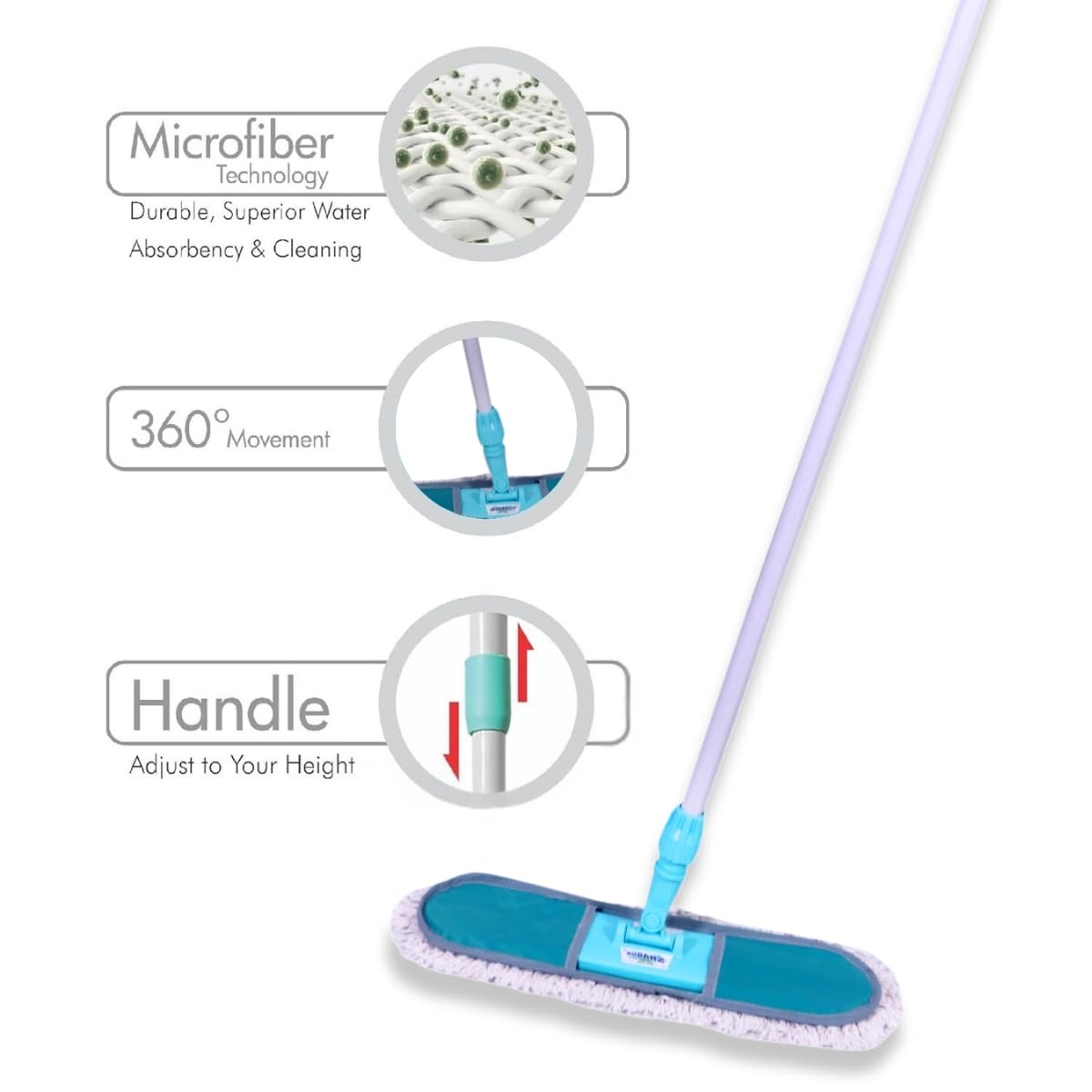 SHAGUN Microfiber Dust Mop – 360° Rotating Floor Cleaning Mop with Extendable Handle for Home, Office & Commercial Use