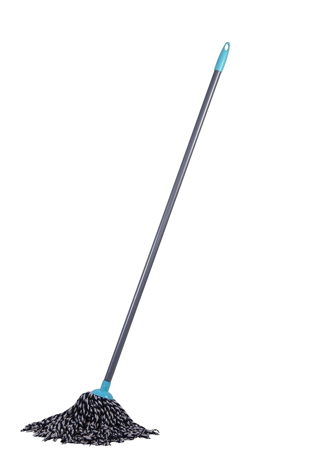 SHAGUN Cotton String Mop with PVC Handle, High Absorbency, Black and Grey