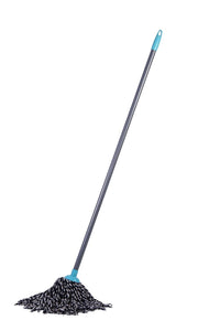 SHAGUN Cotton String Mop with PVC Handle, High Absorbency, Black and Grey