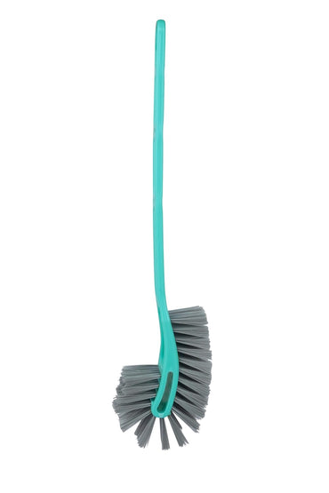 SHAGUN Double-Action Toilet Brush, 360-Degree Deep Cleaning, Long Handle with Durable Bristles, Turquoise