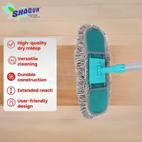 SHAGUN Heavy-Duty Dust Mop – 360° Rotating Flat Mop with Microfiber Pad for Floor Cleaning, Hardwood, Tile & Marble Surface Sweeping (24 Inch)