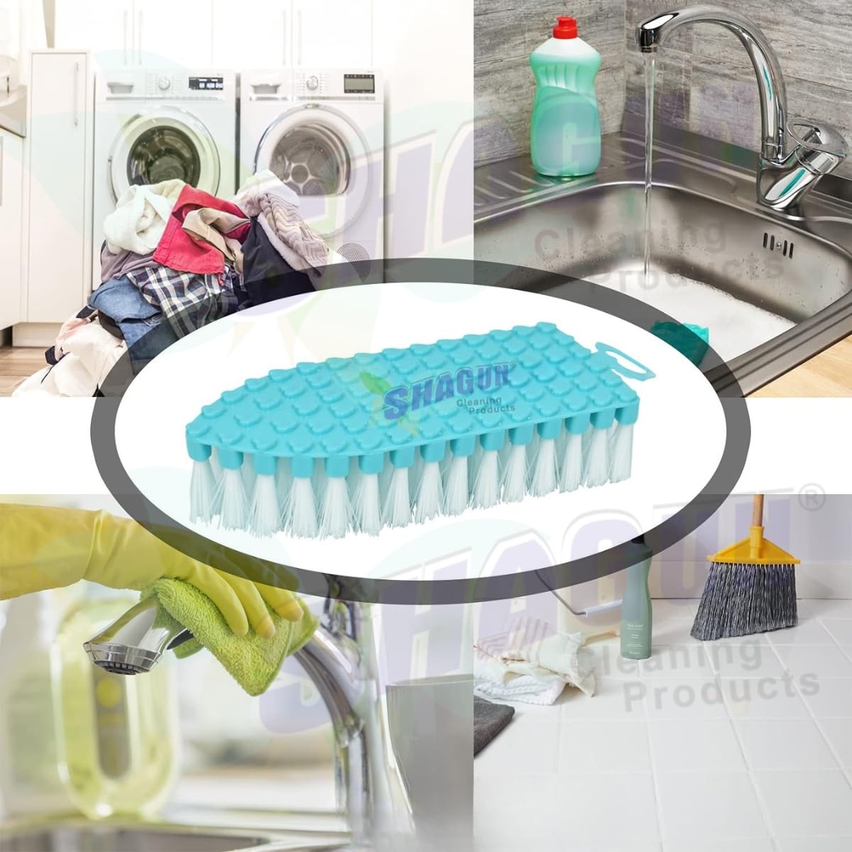 SHAGUN Flexible Cloth Washing Brush Soft & Hard Bristles for Deep Cleaning Ergonomic Grip & Bendable Body for Effective Scrubbing (2)