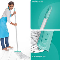 SHAGUN Premium Microfiber Cotton Mop Heavy Duty Floor Cleaning with Sturdy Handle & Super Absorbent Head Scartchless Mop