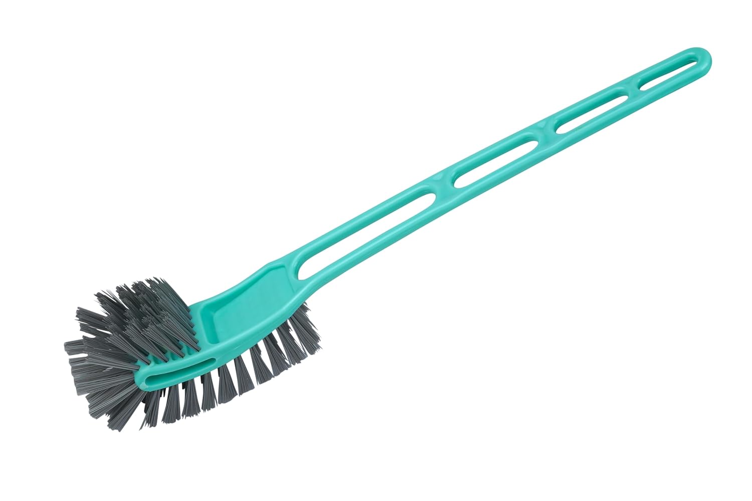 SHAGUN Double-Action Toilet Brush, 360-Degree Deep Cleaning, Long Handle with Durable Bristles, Turquoise