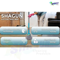 SHAGUN Twist Microfiber Mop with Adjustable Steel Rod – Heavy-Duty Self-Wringing Floor Cleaning Mop