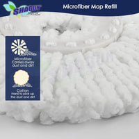 SHAGUN 360° Spin Mop Refill – Super Absorbent Microfiber Head, Durable & Washable Cleaning Pad for Home, Office, Tile, Marble & Wooden Floors (White and Blue) (4)