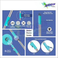 SHAGUN 360° Spin Mop Stick with Lock System, Stainless Steel Handle, Microfiber Refill, Adjustable Rod for Home & Office Cleaning