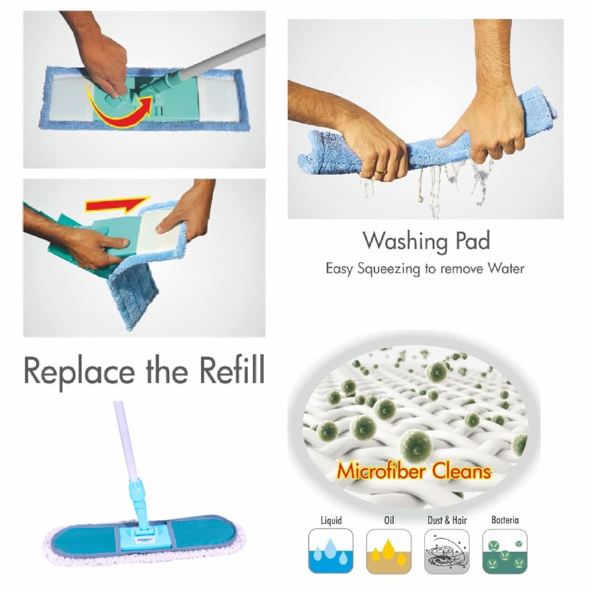SHAGUN Microfiber Dust Mop – 360° Rotating Floor Cleaning Mop with Extendable Handle for Home, Office & Commercial Use