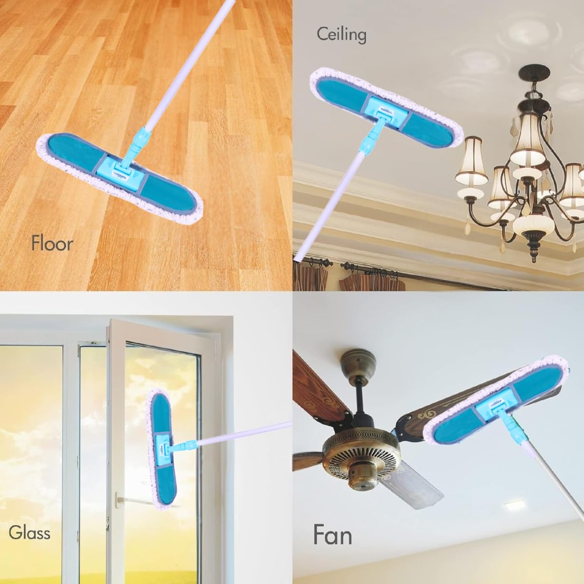 SHAGUN Microfiber Dust Mop – 360° Rotating Floor Cleaning Mop with Extendable Handle for Home, Office & Commercial Use