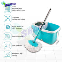 SHAGUN 360° Steel Mop with Basket Stainless Steel Handle Best for Home Cleaning (Blue)