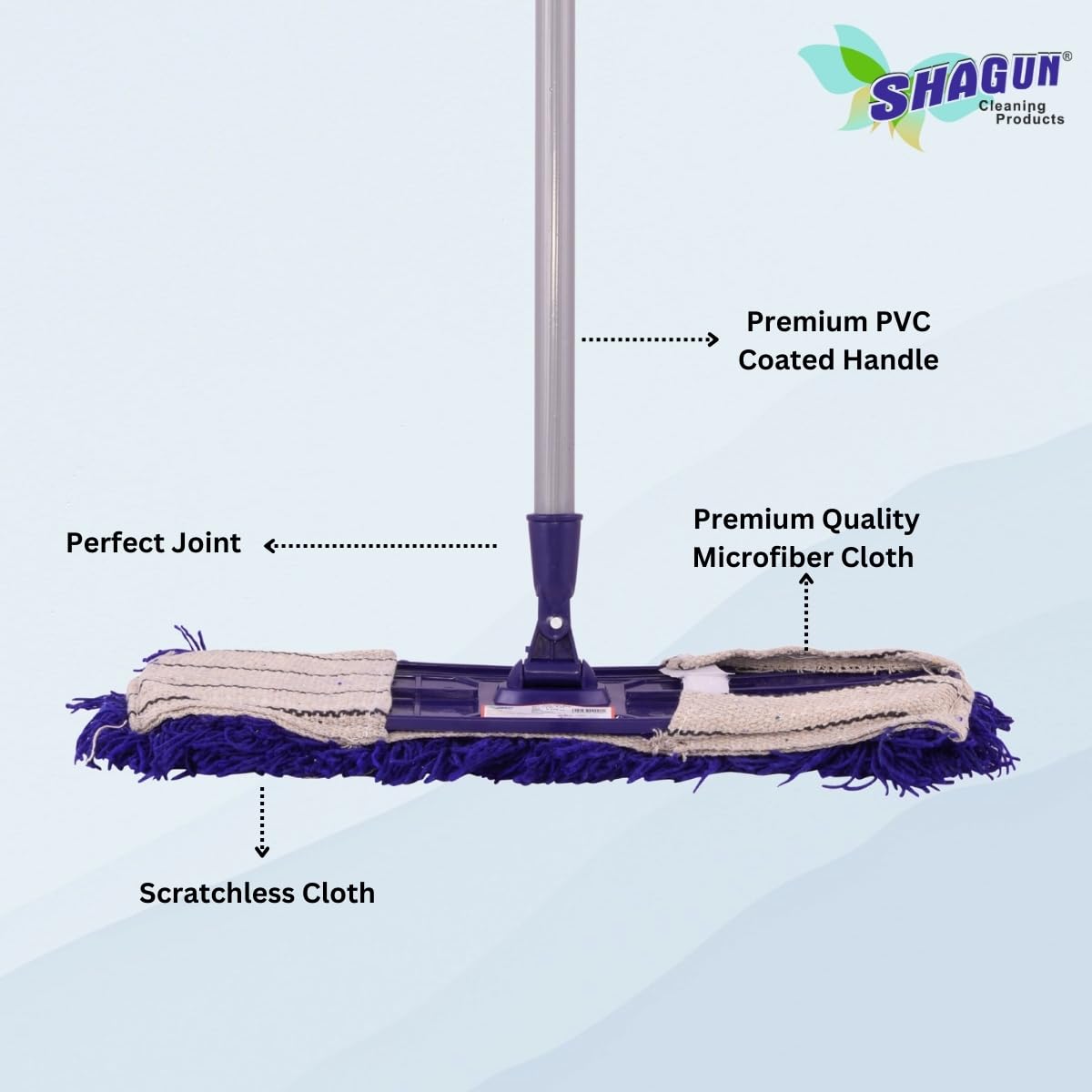 SHAGUN 360° Rotating Heavy-Duty Cotton Dry Mop Industrial Floor Cleaning with Sturdy Handle & Reusable Mop Pad